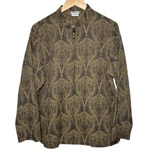BonWorth Tapestry Jacket Women's Large Full Zipper Brown Paisley Jacquard Granny